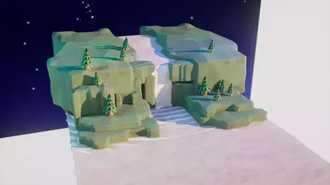 Waterfall Stylized - Cute cartoon scene