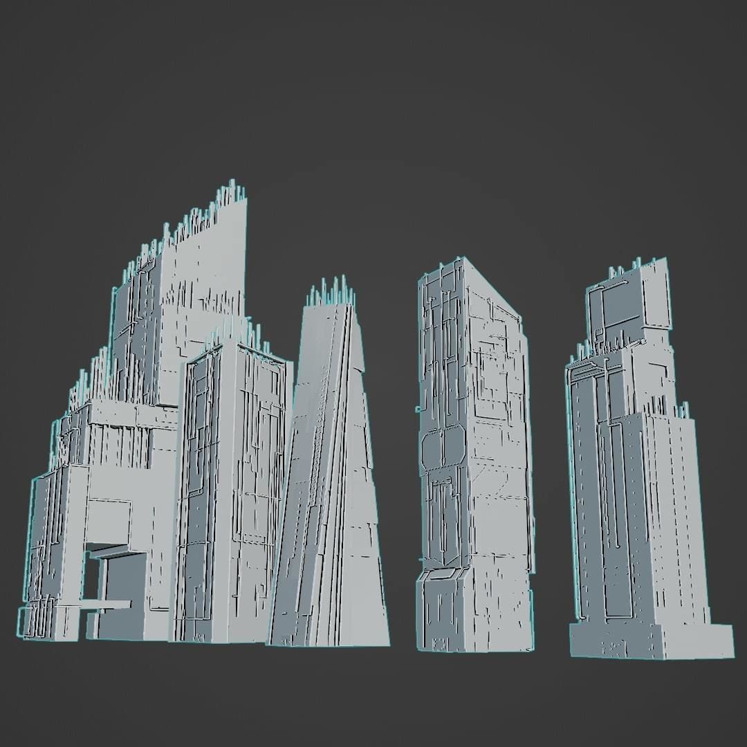High-Rise pack 01 Low-poly 3D model_17