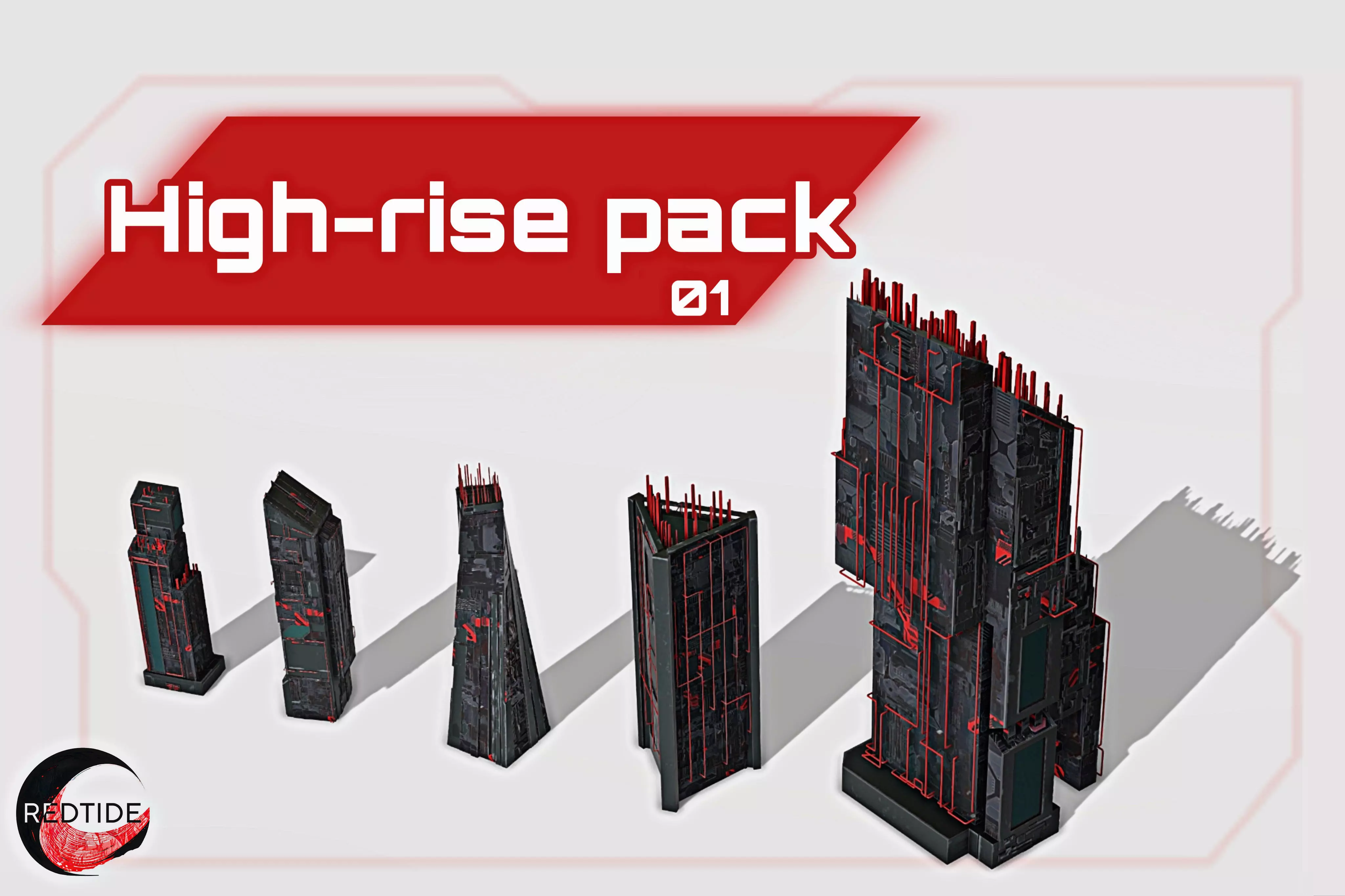 High-Rise pack 01 Low-poly 3D model_0