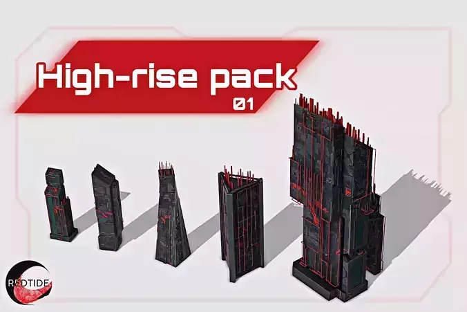 High-Rise pack 01 Low-poly 3D model