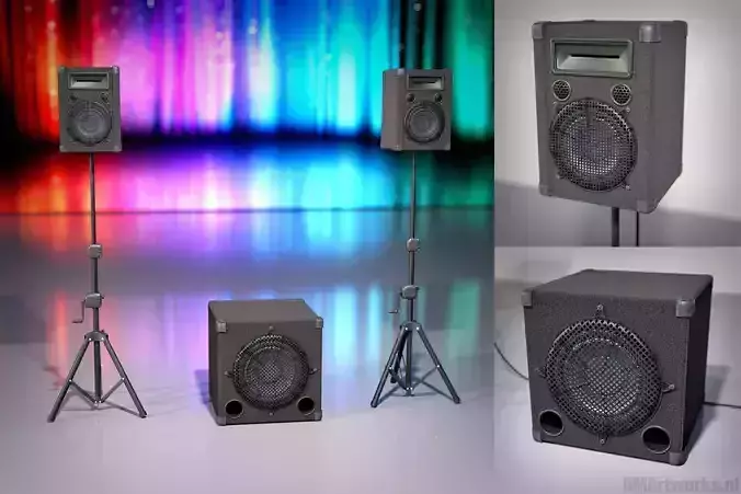 PA Speaker Set and Subwoofer 3D model