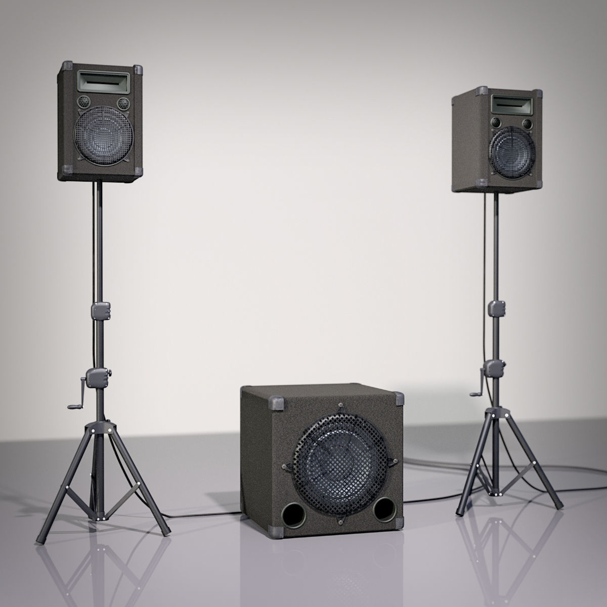 PA Speaker Set and Subwoofer 3D model_1