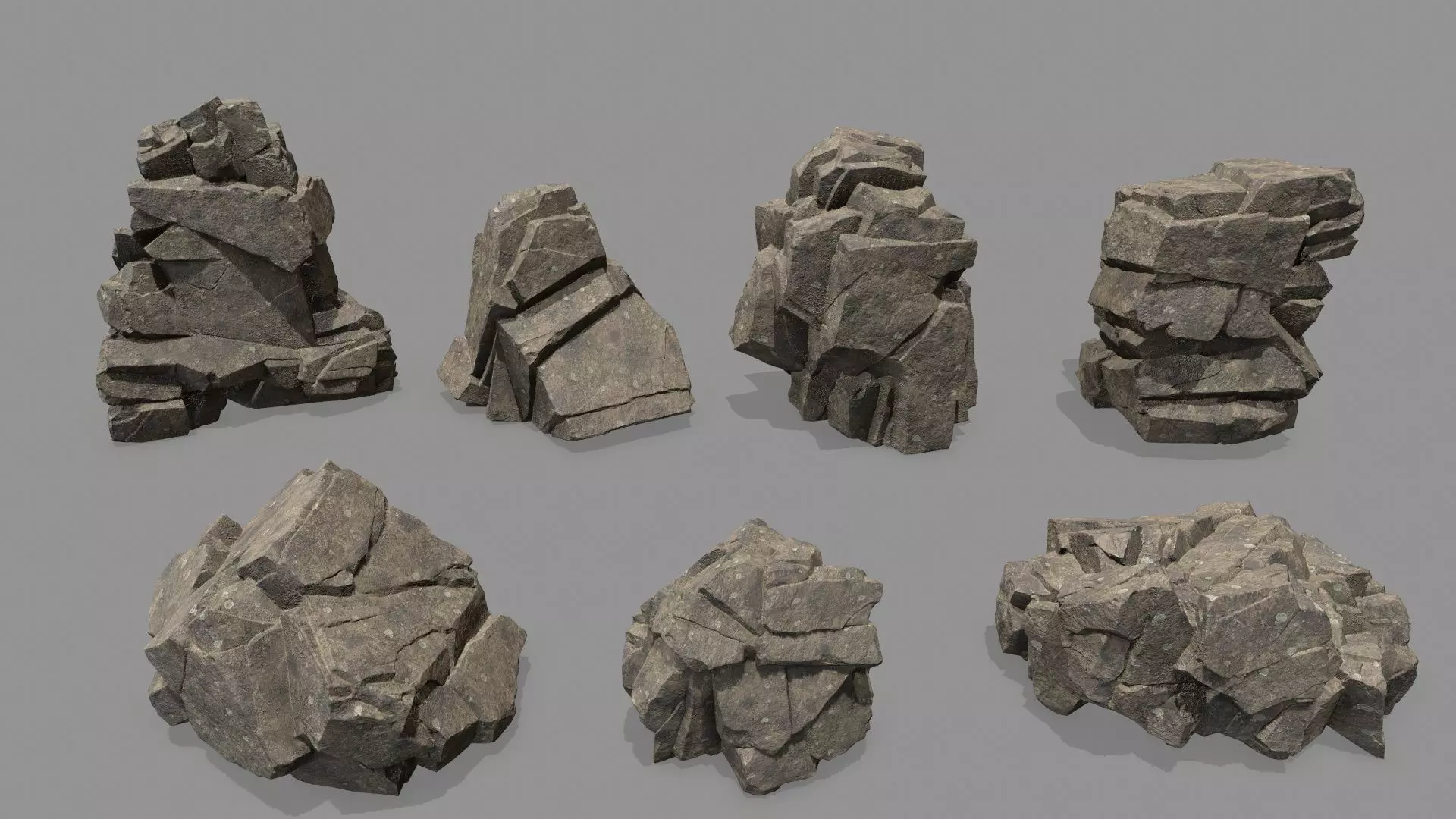 sea rocks Low-poly 3D model_0