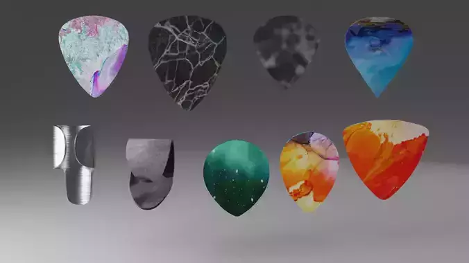 Guitar Picks Low-poly 3D model
