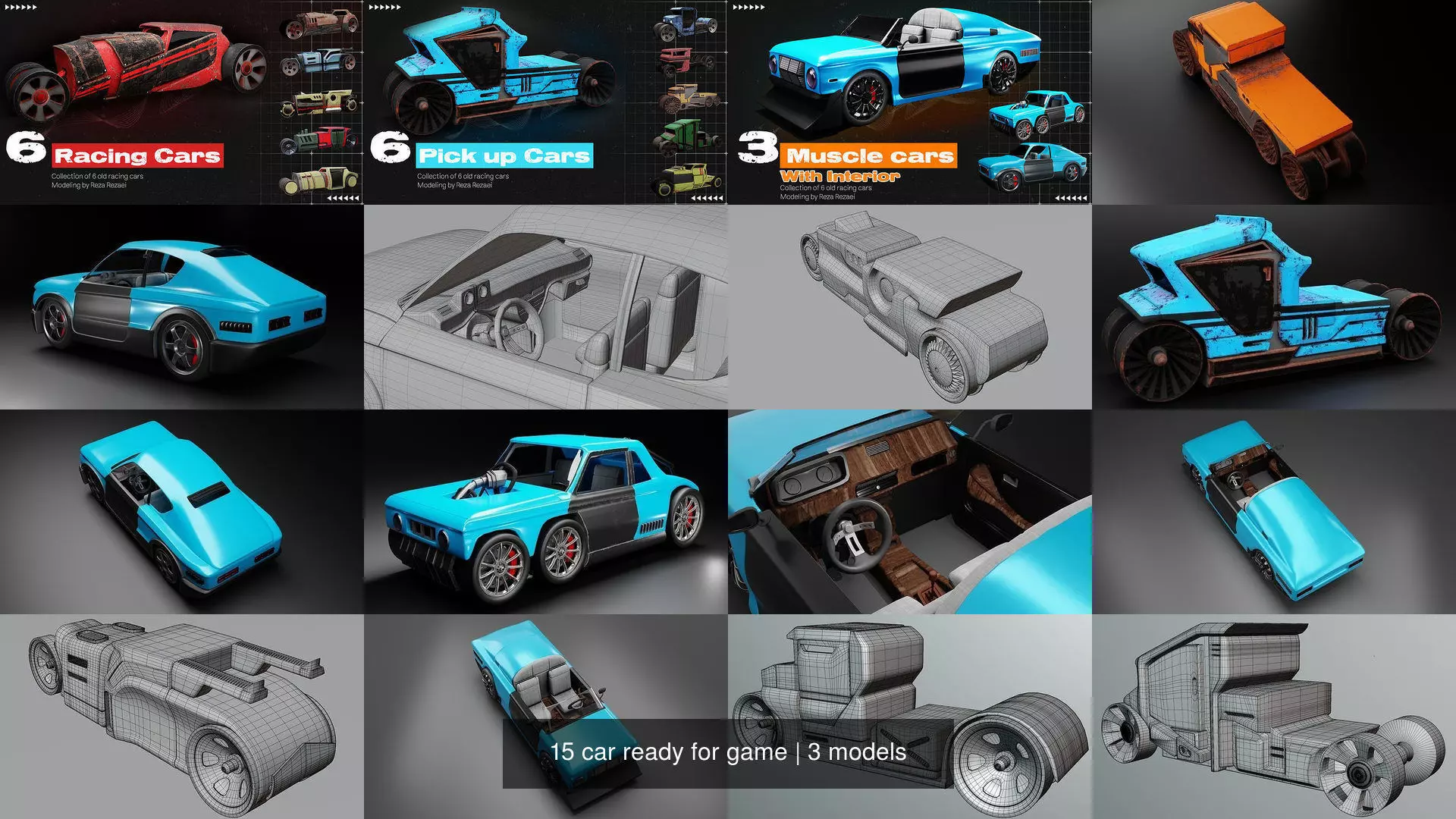 15 car ready for game 3D Model Collection_0