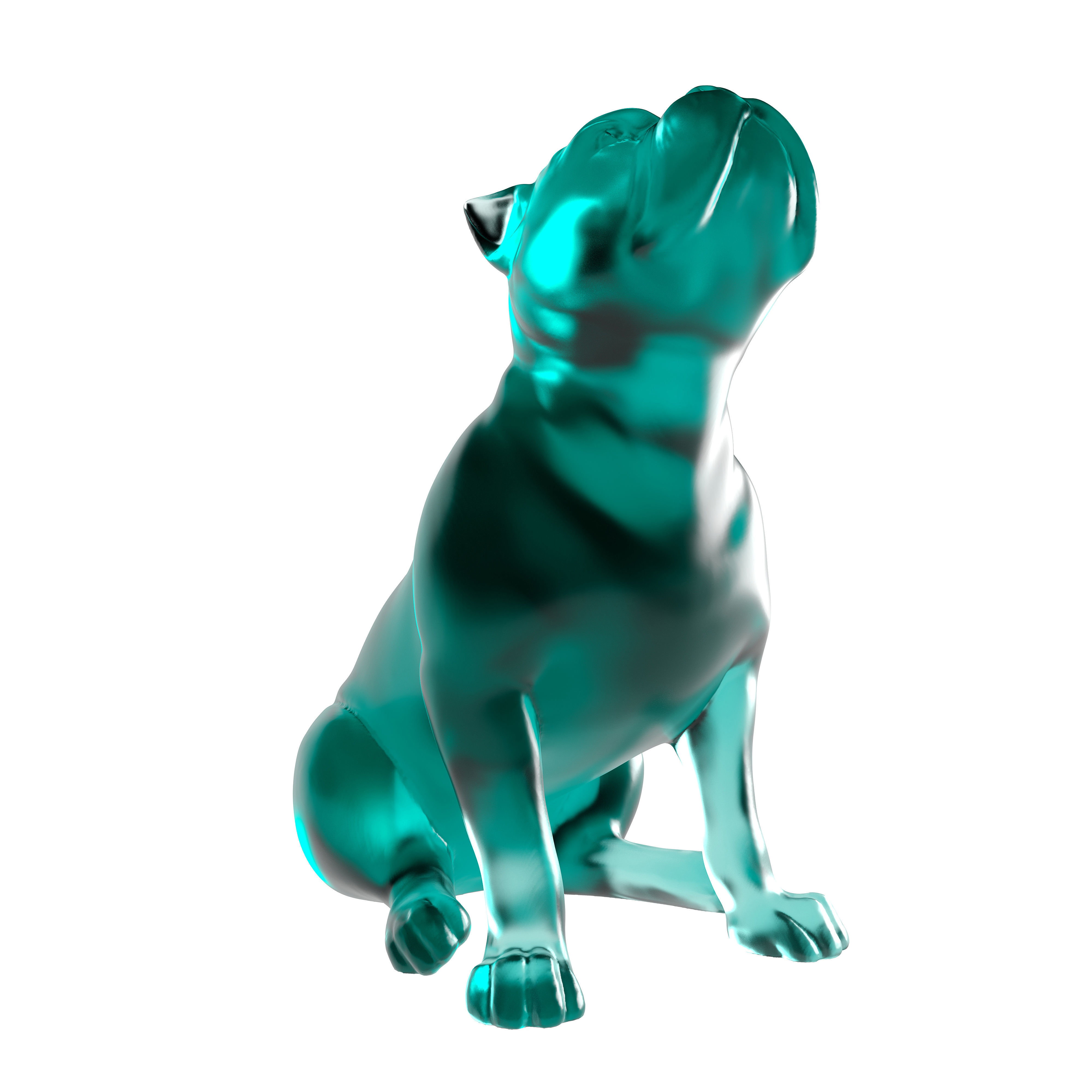 Cyan Glass Bulldog Sculpture 3D print model_4