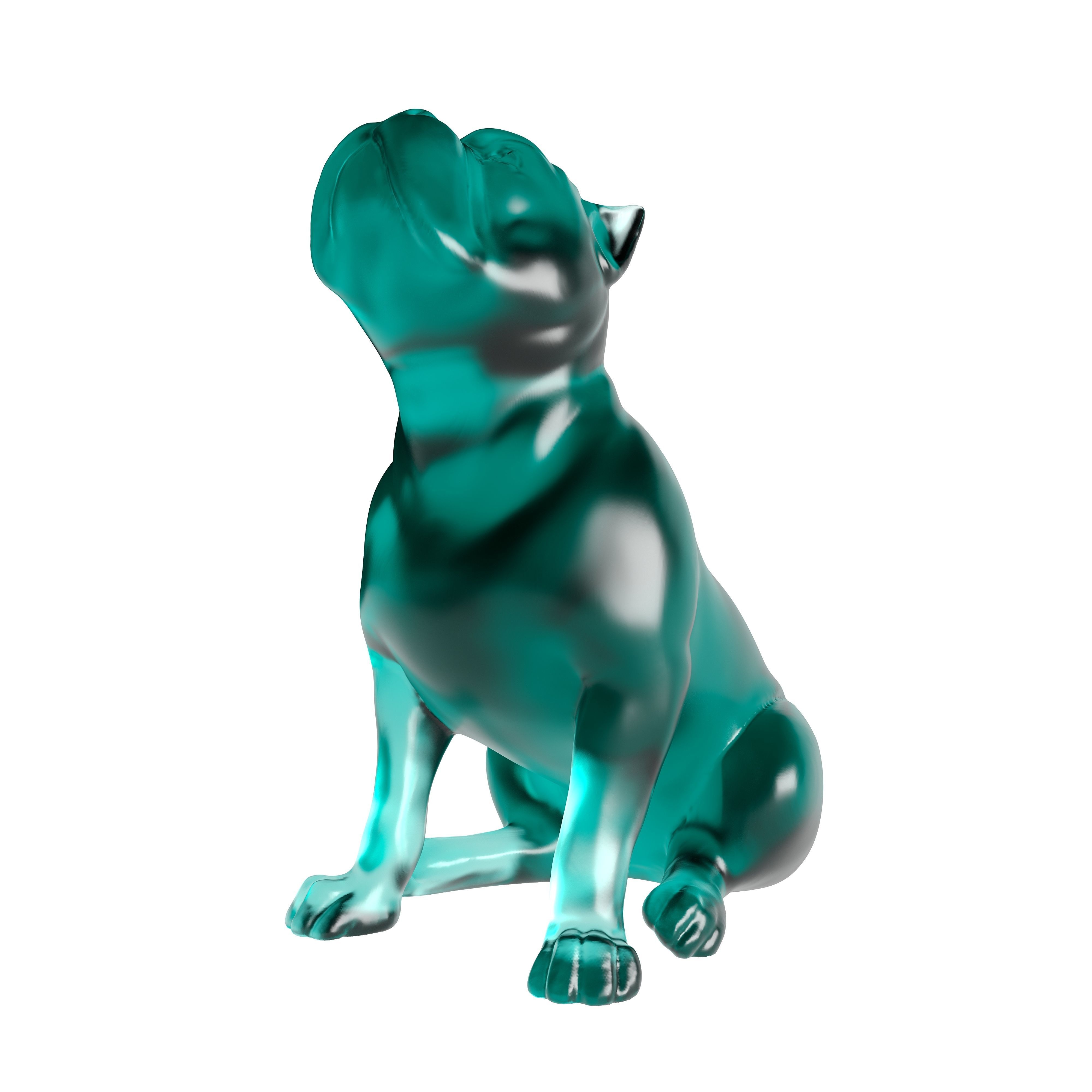 Cyan Glass Bulldog Sculpture 3D print model_5
