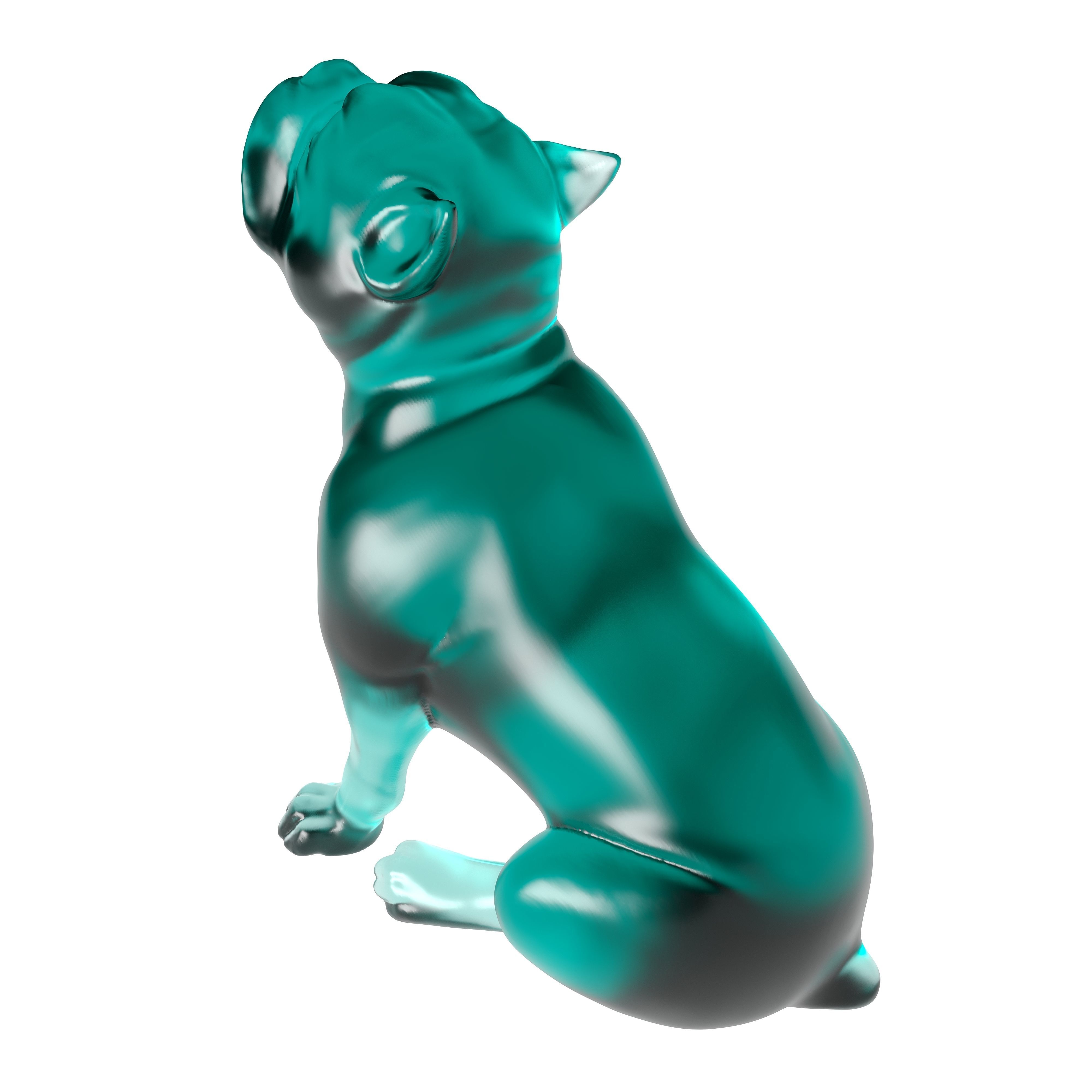 Cyan Glass Bulldog Sculpture 3D print model_2