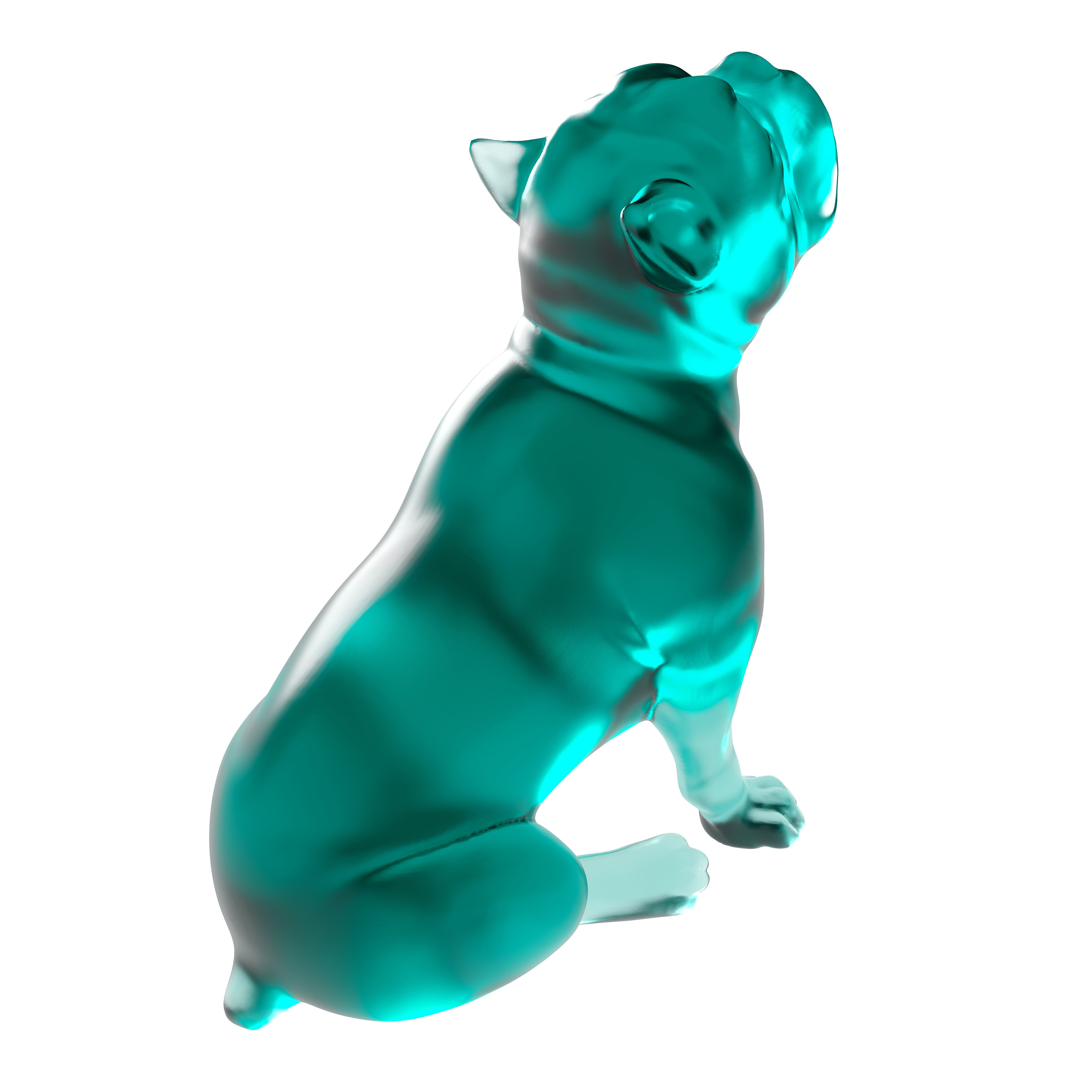 Cyan Glass Bulldog Sculpture 3D print model_3