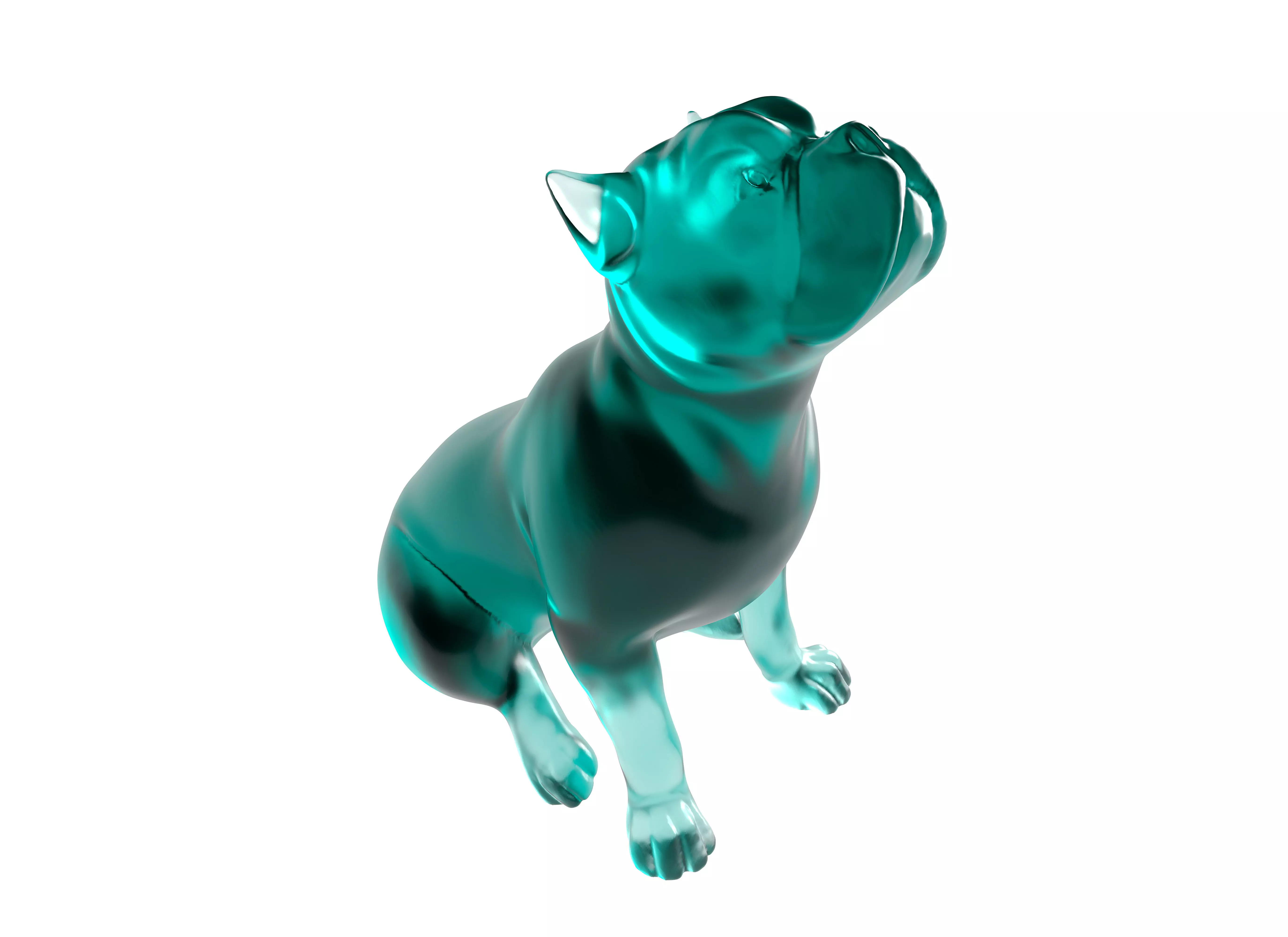 Cyan Glass Bulldog Sculpture 3D print model_0