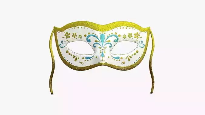 Carnival Mask C02 White Gold - Costume Character Design Low-poly 3D model