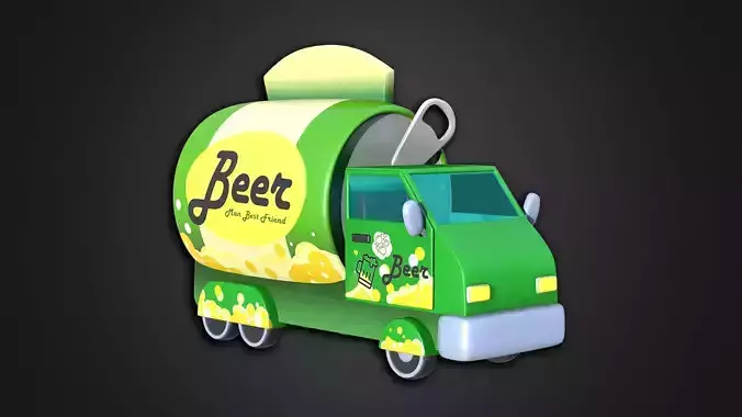 Asset - Cartoons - Food Car -  Beer Vehicle 3D model