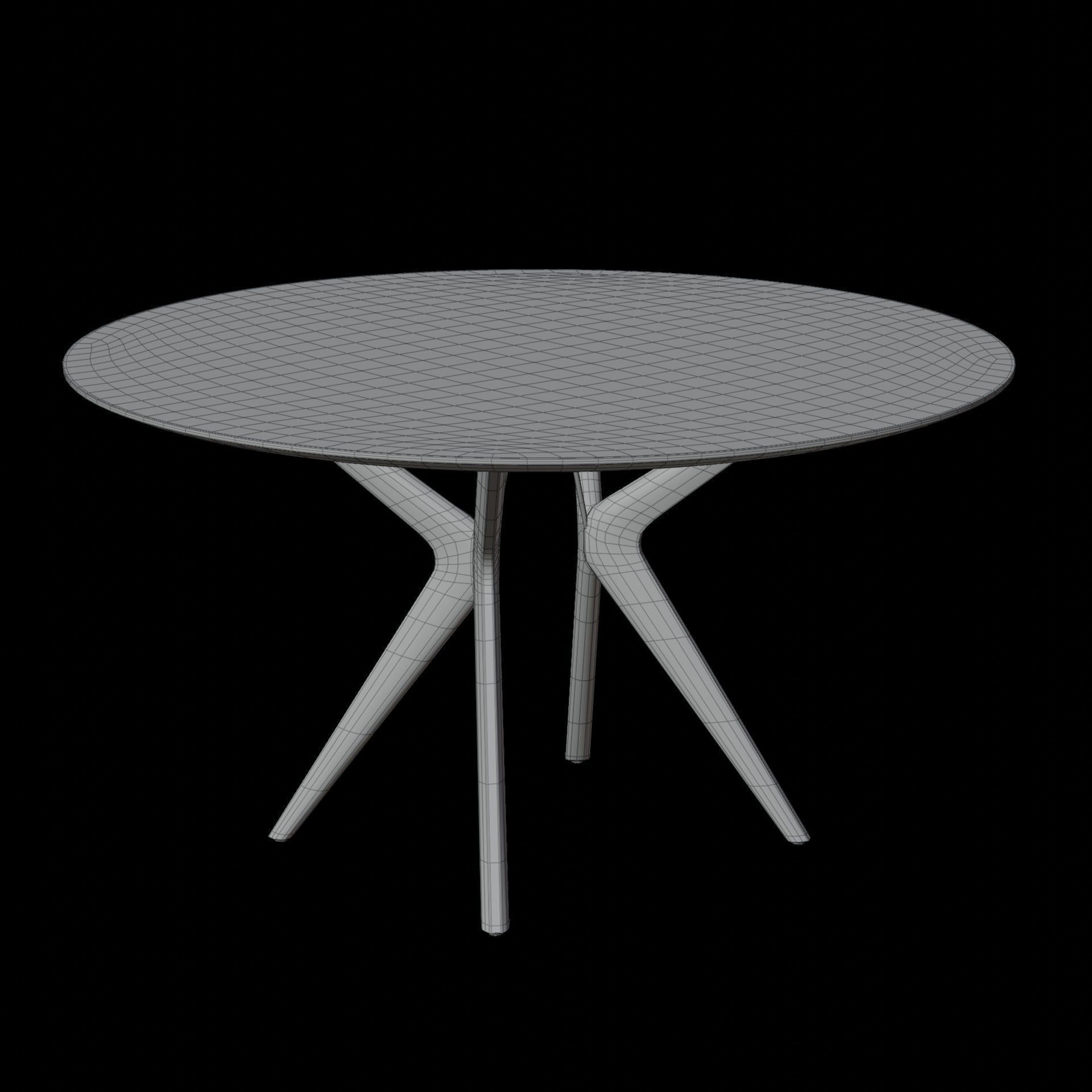 Wooden Dining Table Round 3D Model Artisan Lakri 3D model_4