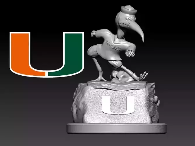 NCCA - MIAMI HURRICANES FOOTBALL MASSCOT - 3D PRINT
