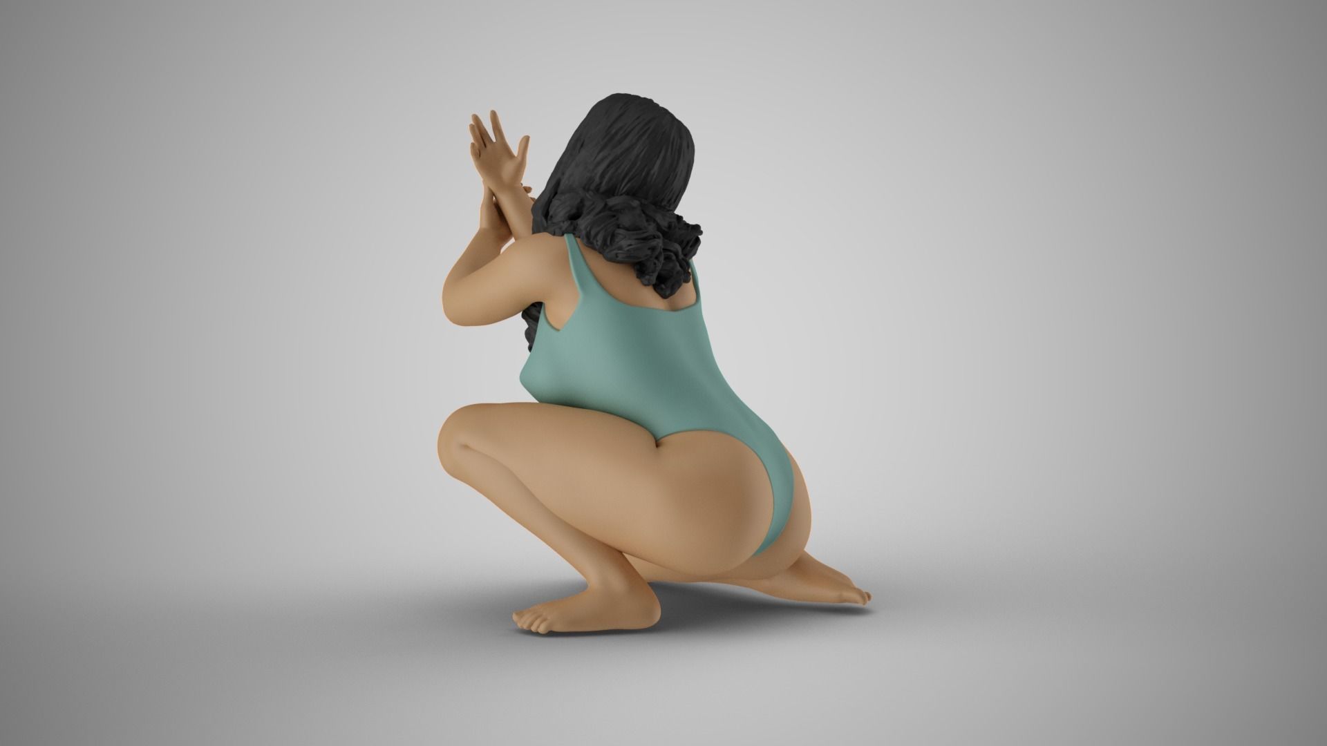 Begging Woman 3D print model_11