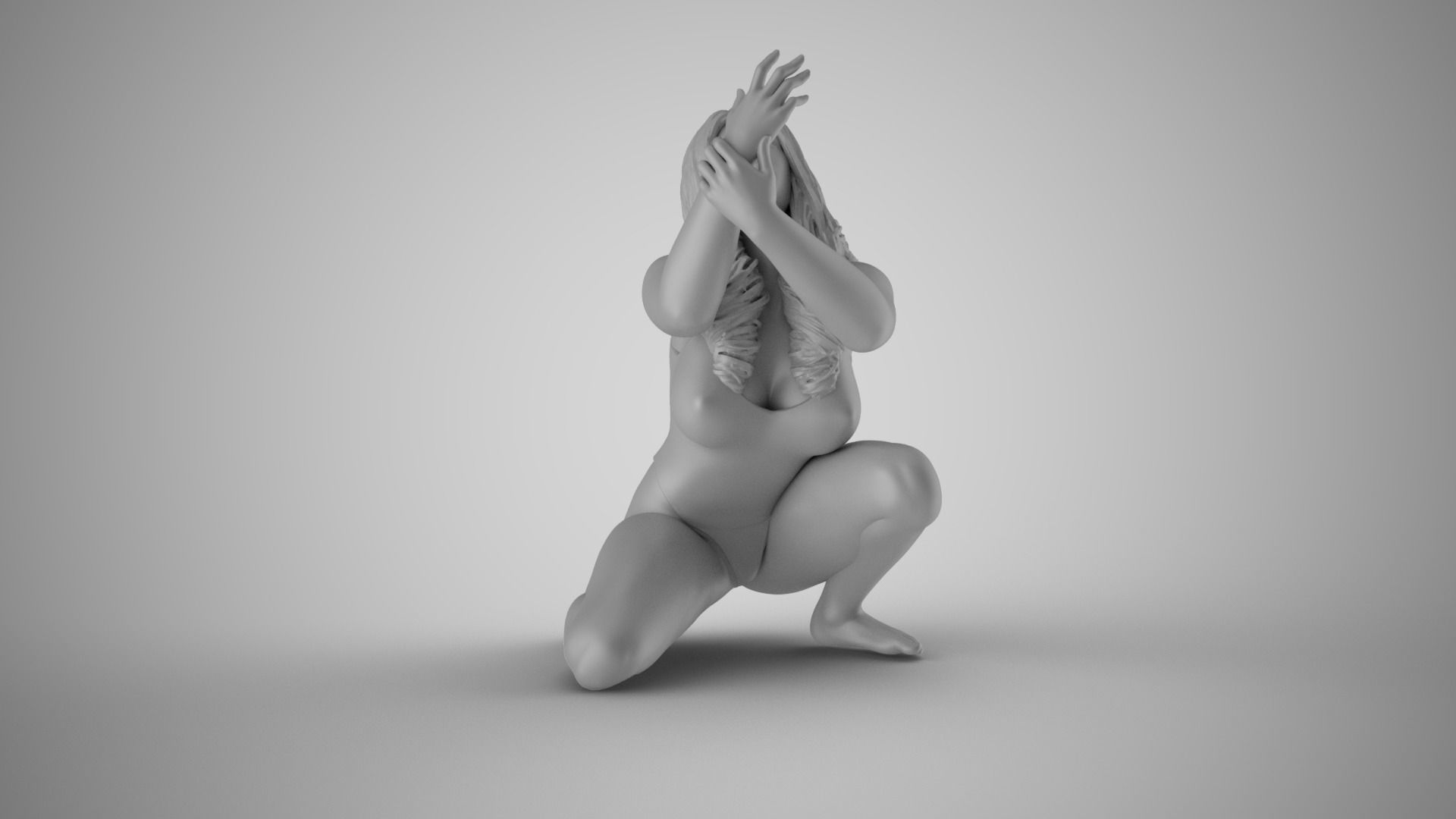 Begging Woman 3D print model_1
