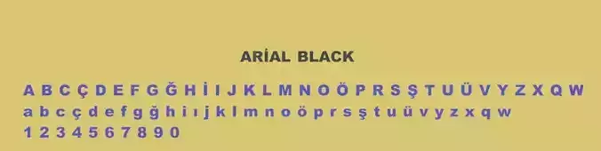 3D modeled alphabet and numbers in the Arial black font
