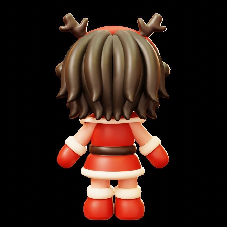 Christmas Santa Girl Low-poly 3D model_9