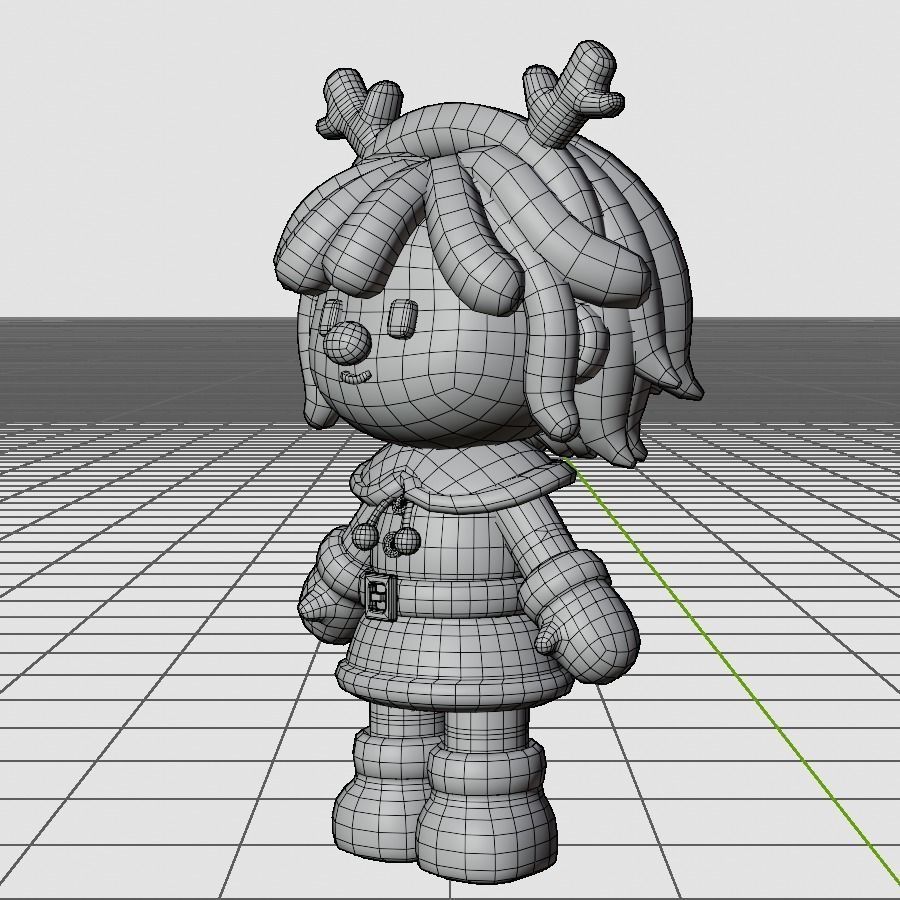 Christmas Santa Girl Low-poly 3D model_4