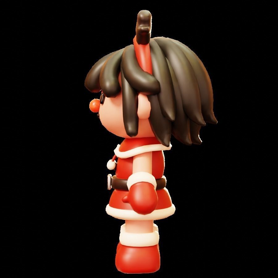 Christmas Santa Girl Low-poly 3D model_5