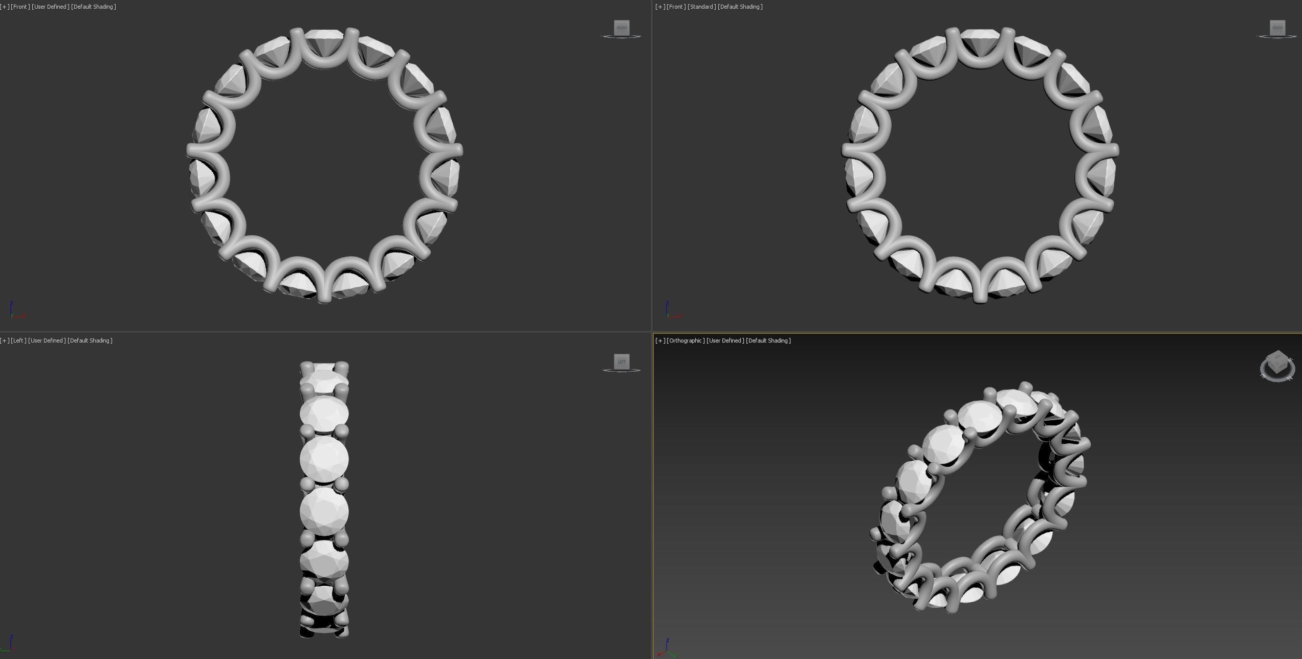 Round Diamond U-Prong Set Eternity Wedding Band 3D print model_2