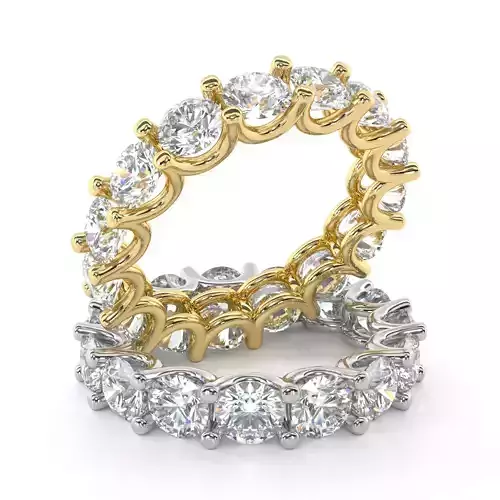 Round Diamond U-Prong Set Eternity Wedding Band
