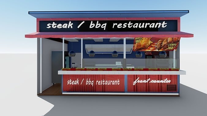 Outdoor BBQ Restaurent  Low-poly 3D model