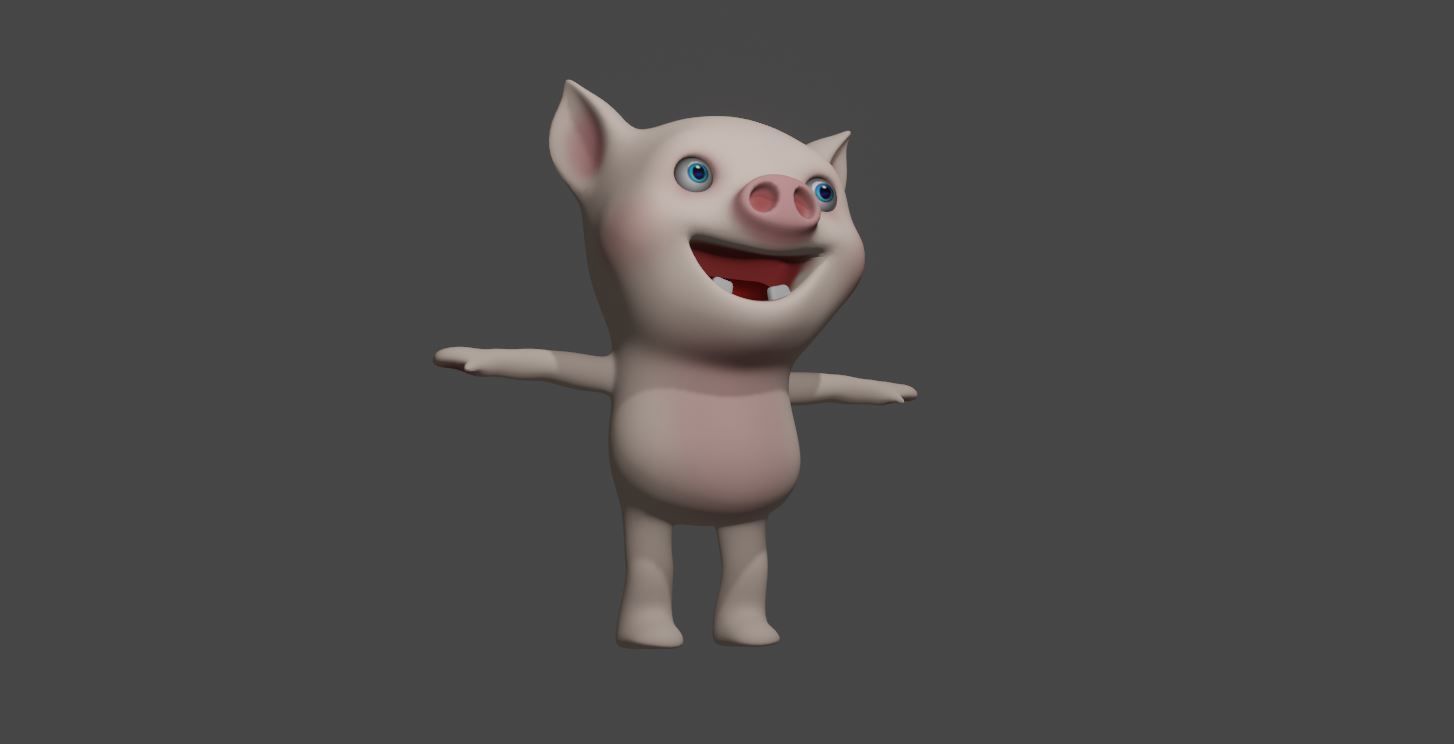 Pig cartoon 3D Low-poly 3D model_6