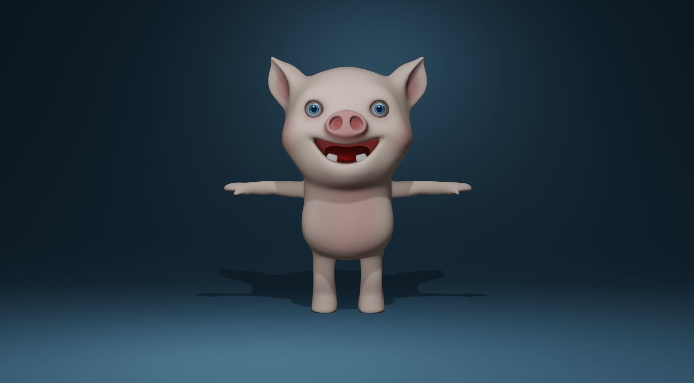 Pig cartoon 3D Low-poly 3D model_3