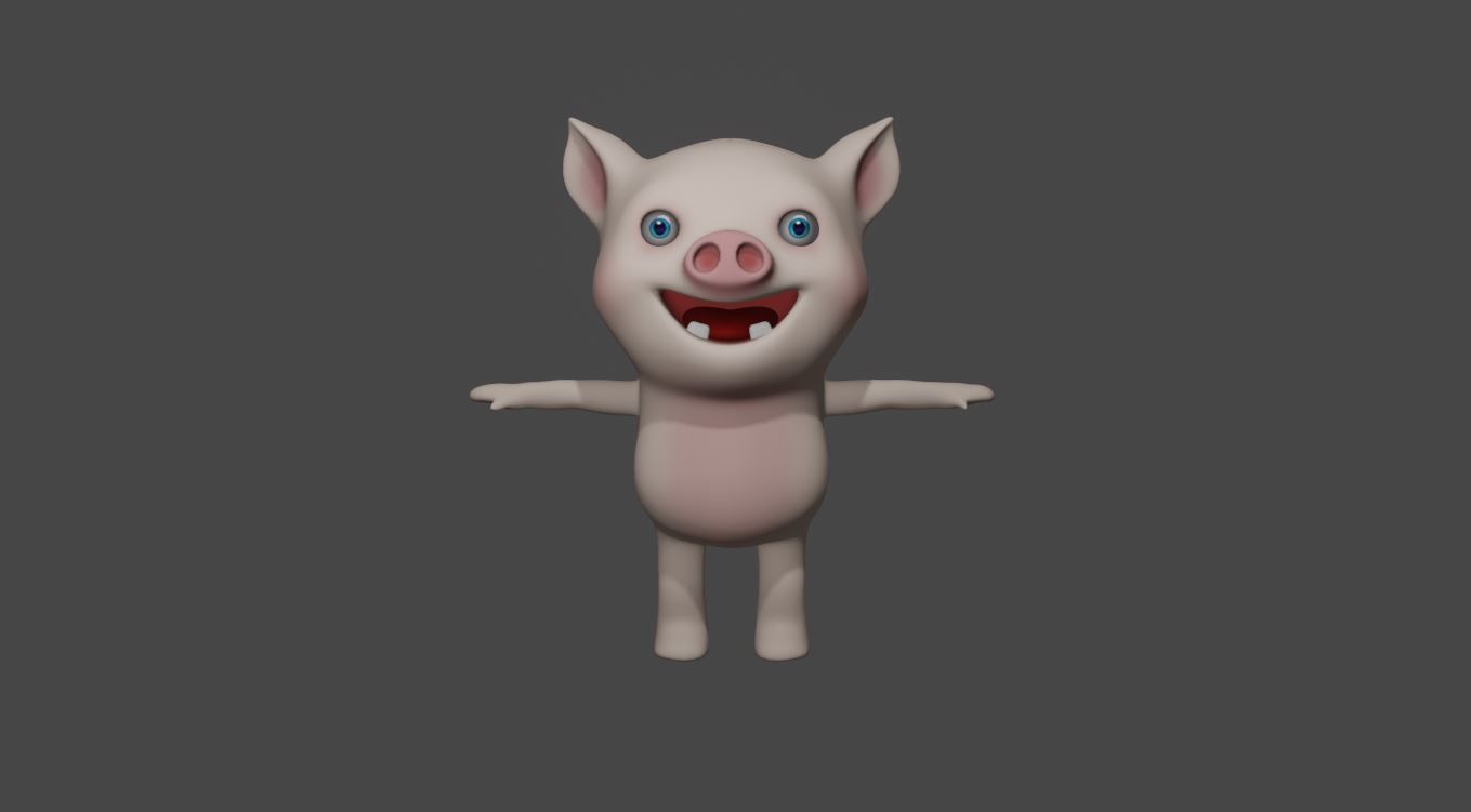 Pig cartoon 3D Low-poly 3D model_4