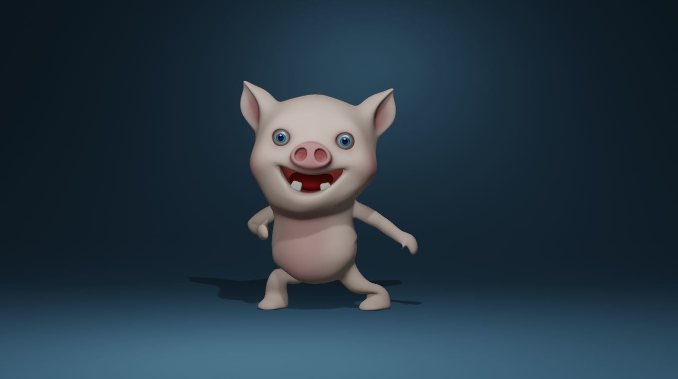 Pig cartoon 3D Low-poly 3D model_2