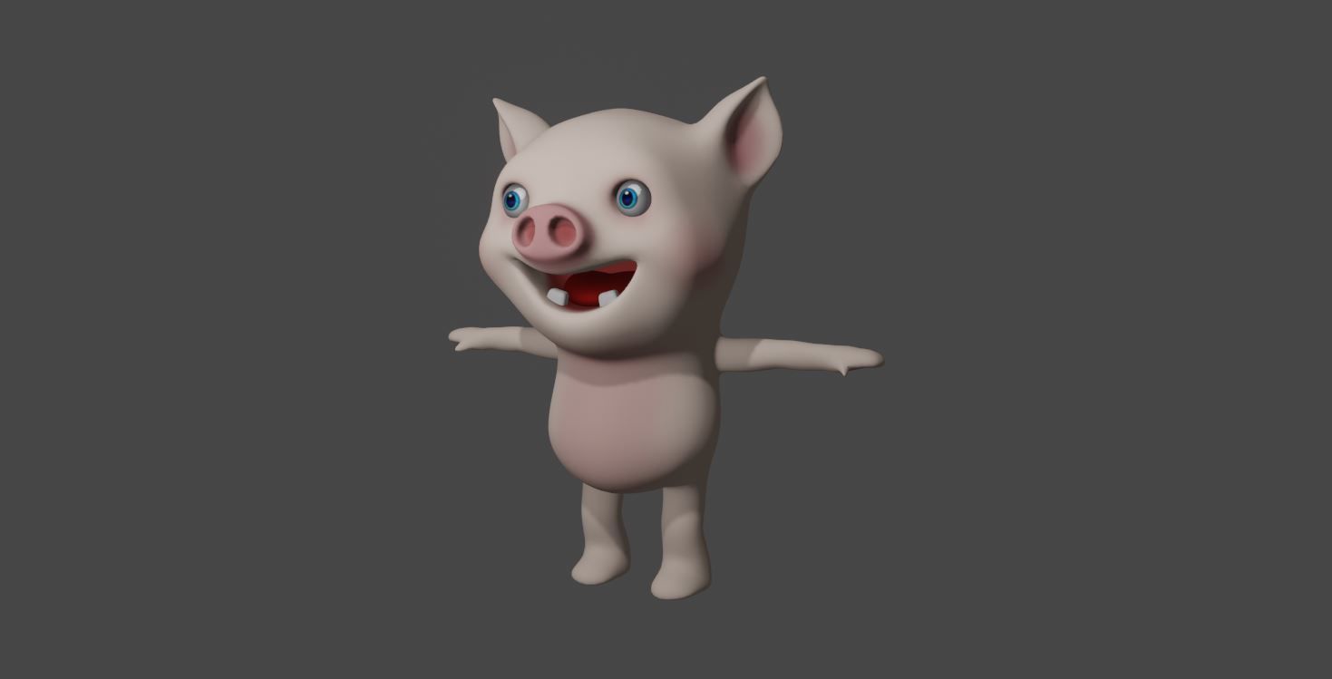 Pig cartoon 3D Low-poly 3D model_7