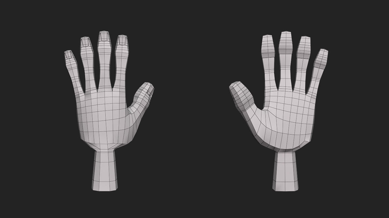 Hand Human Low-poly 3D model_3