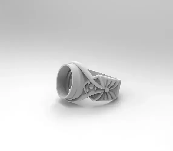 Ring for cabochon-Exquisite drapery-3D model STL-3D printing