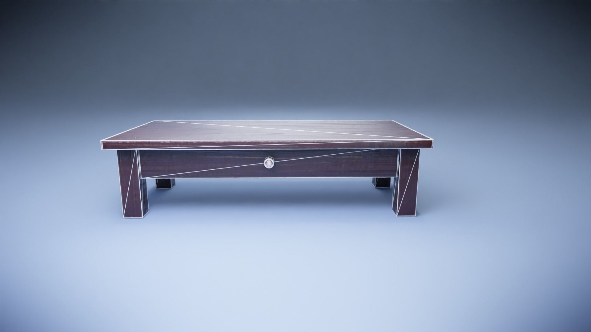 Vintage table Low-poly 3D model_1