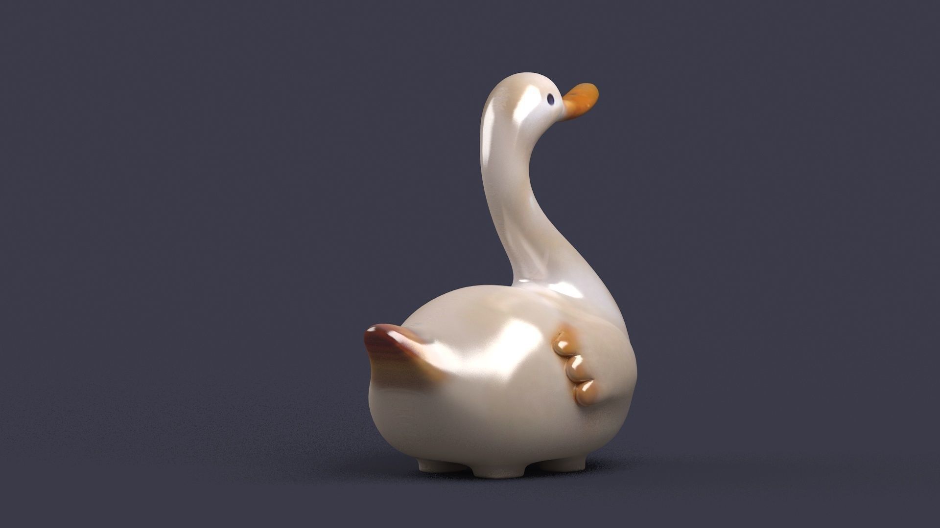 swan birds art sculptures beak sky flying sparrow 3D model_3