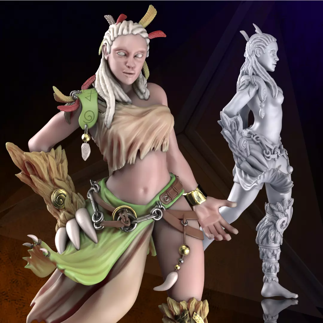 Kagura the Druid RPG DND Miniature 3D print model_0