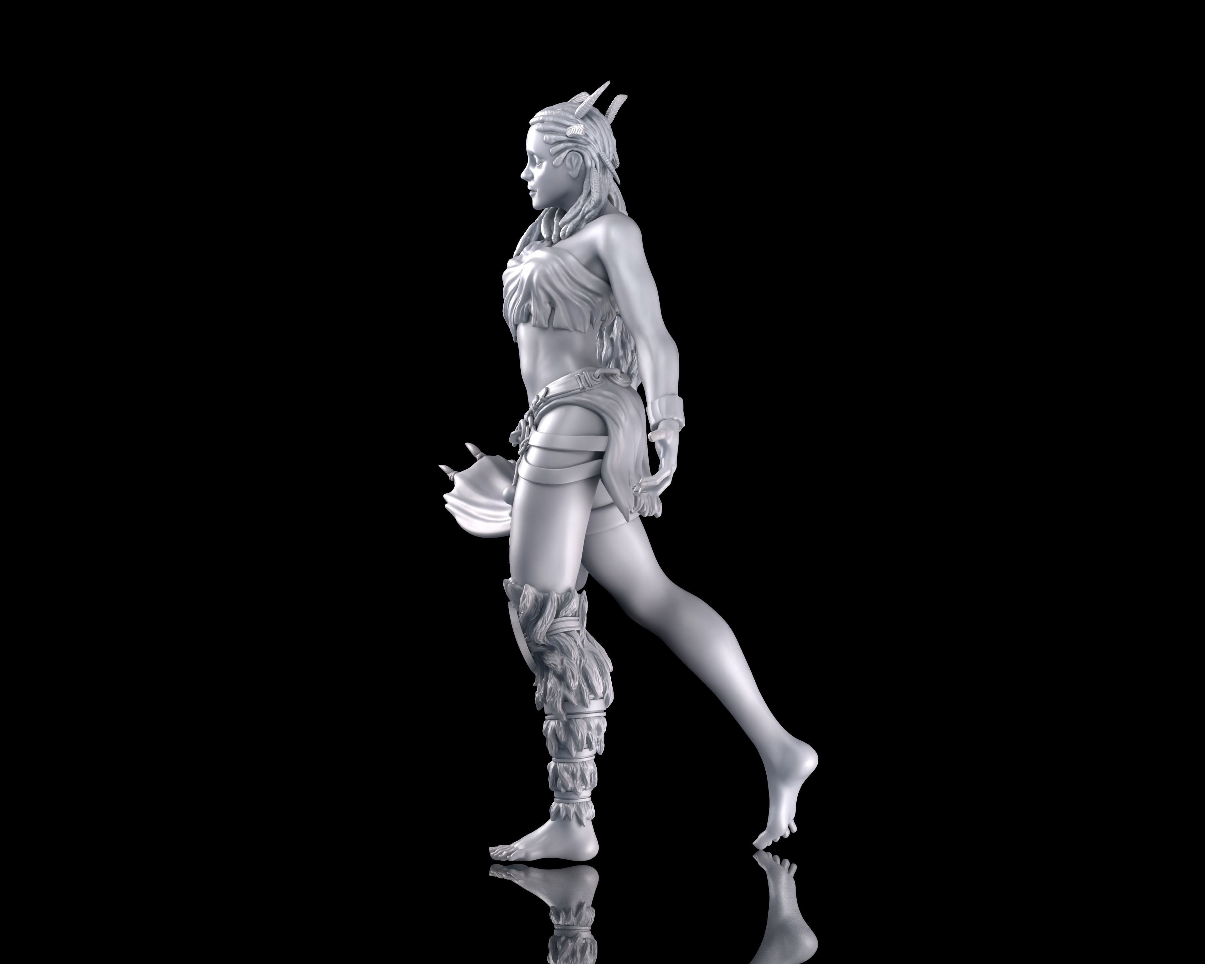 Kagura the Druid RPG DND Miniature 3D print model_3