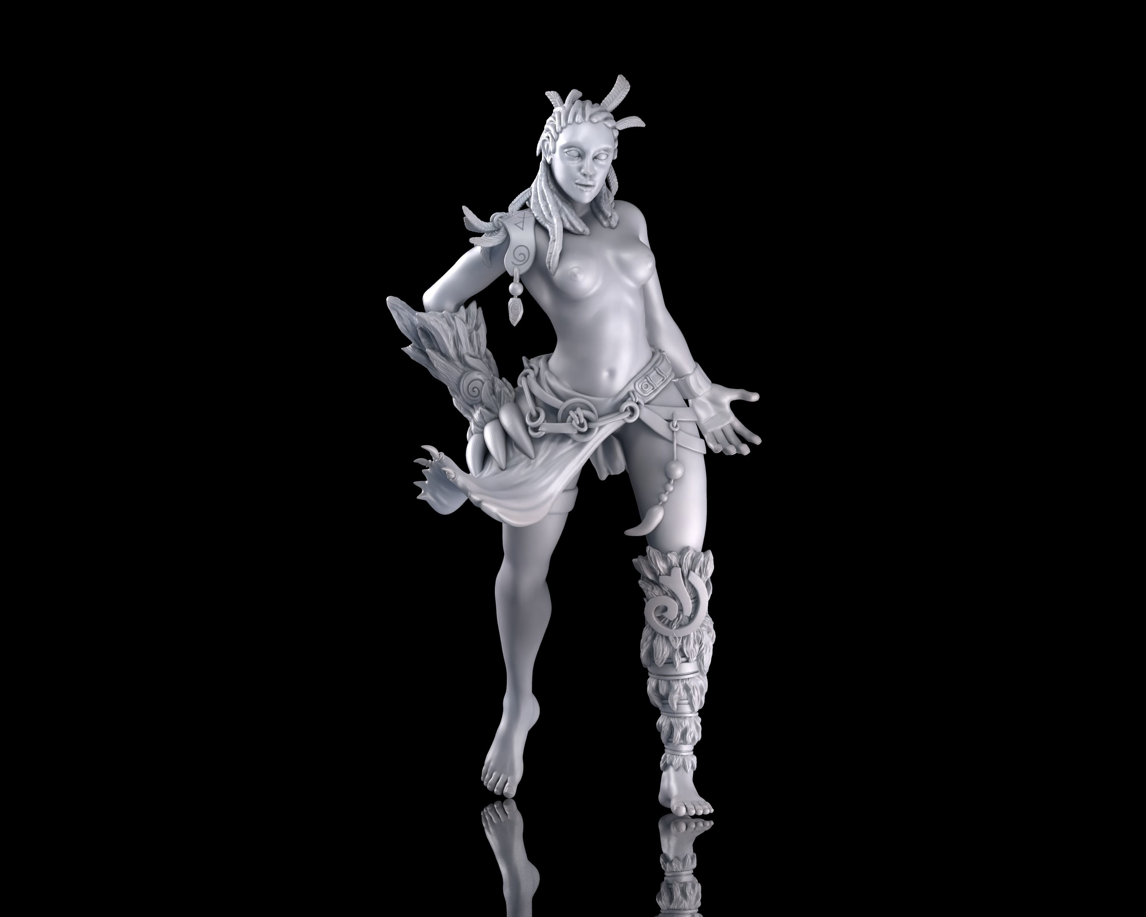 Kagura the Druid RPG DND Miniature 3D print model_5