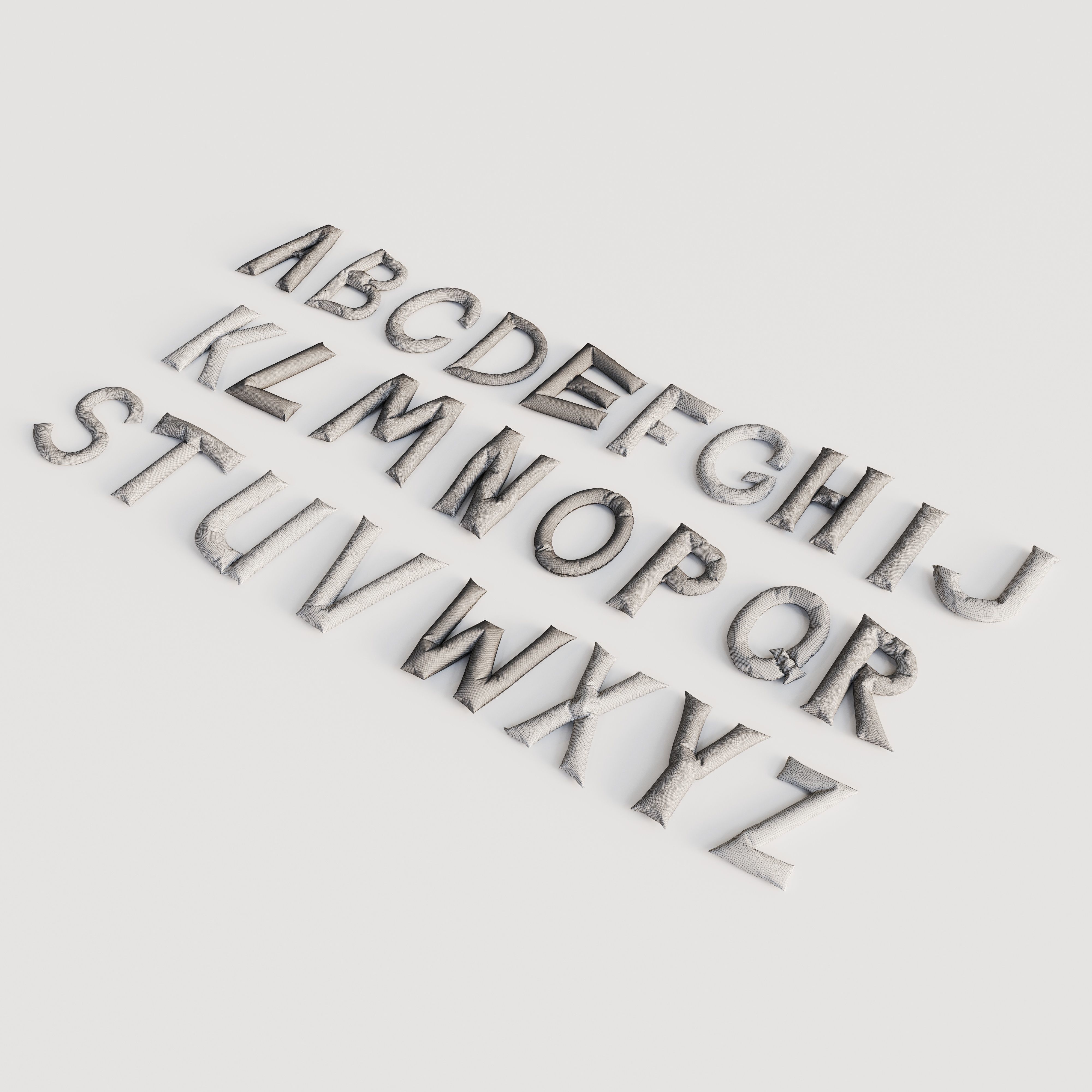 Alphabet balloons  Low-poly 3D model_2