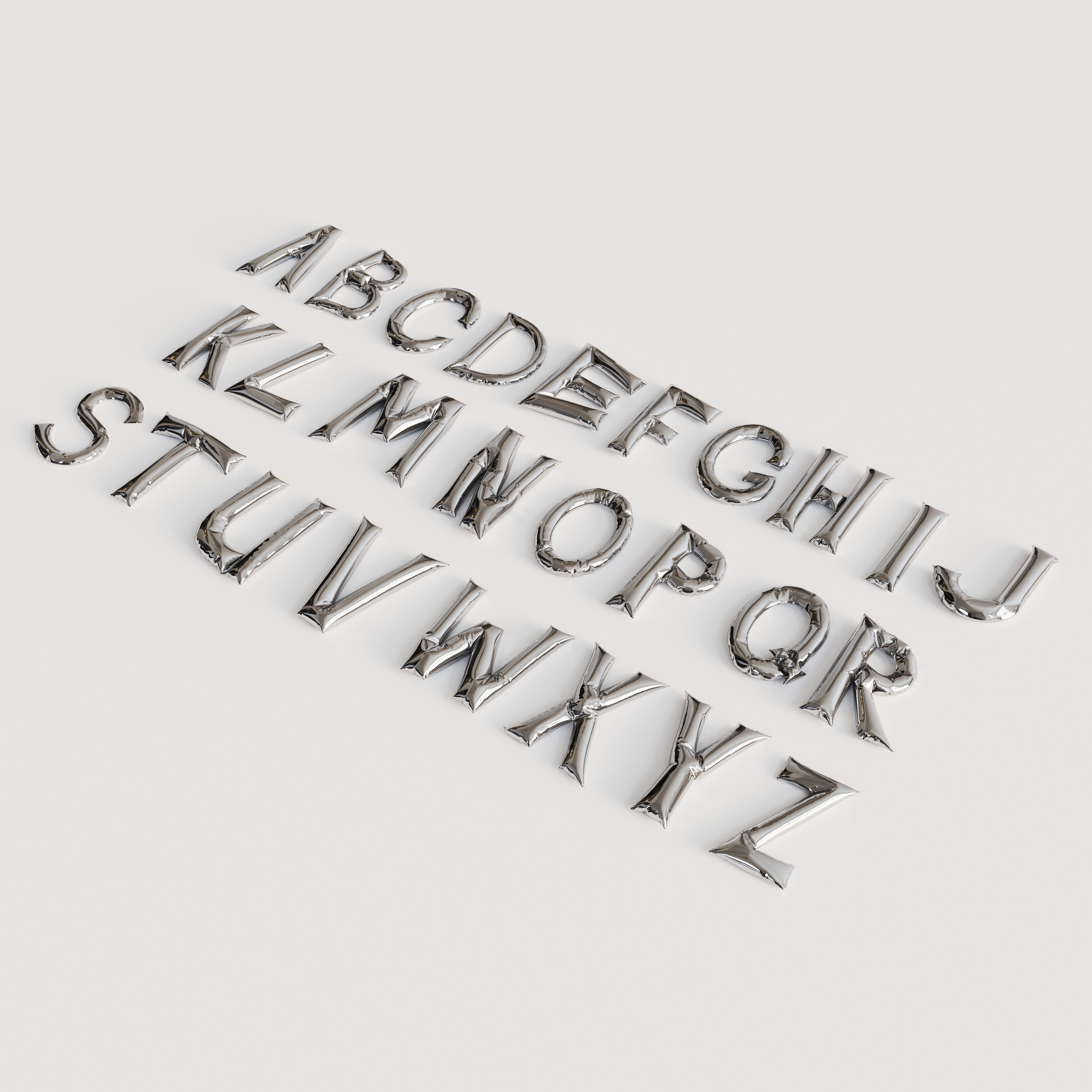 Alphabet balloons  Low-poly 3D model_1