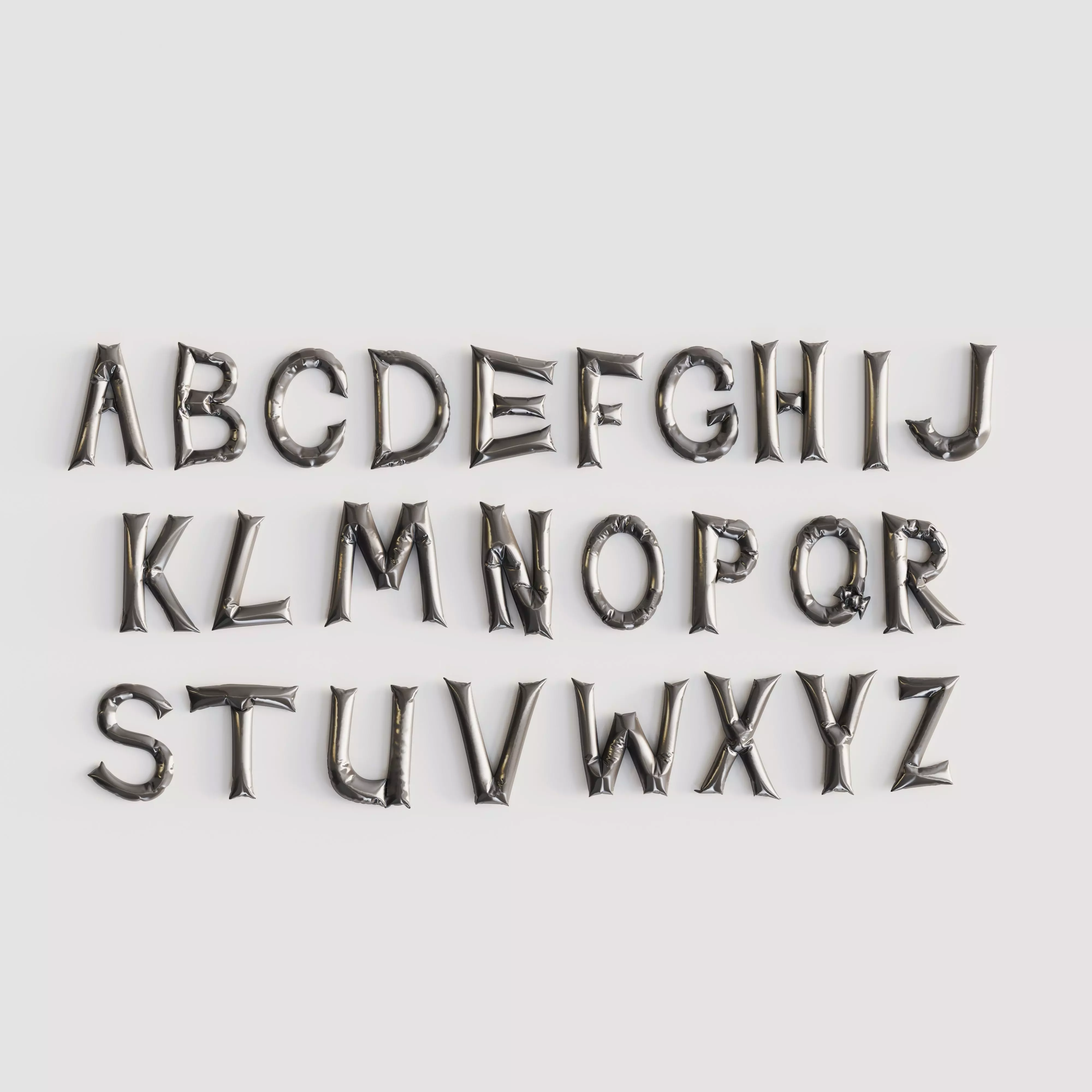 Alphabet balloons  Low-poly 3D model_0