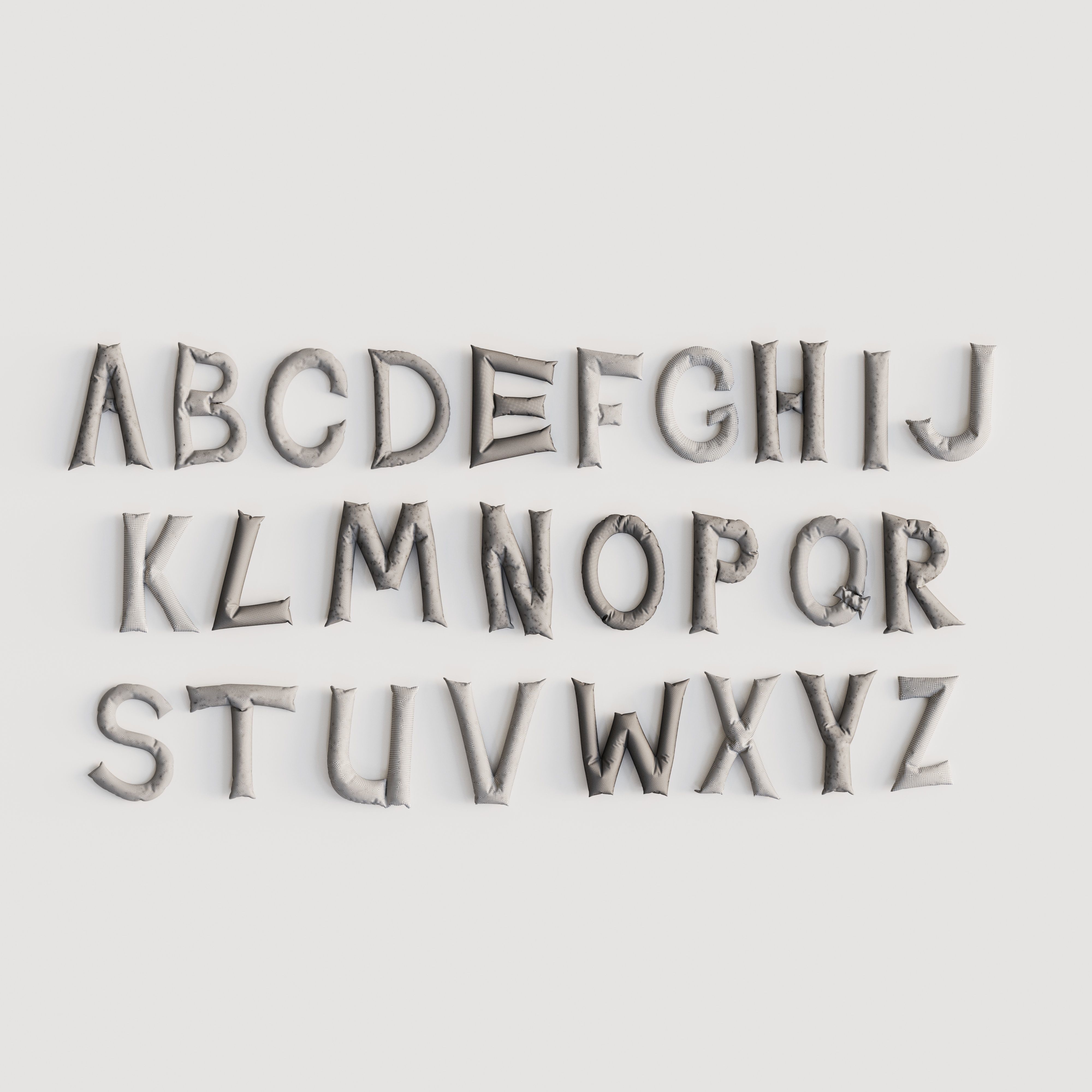 Alphabet balloons  Low-poly 3D model_3