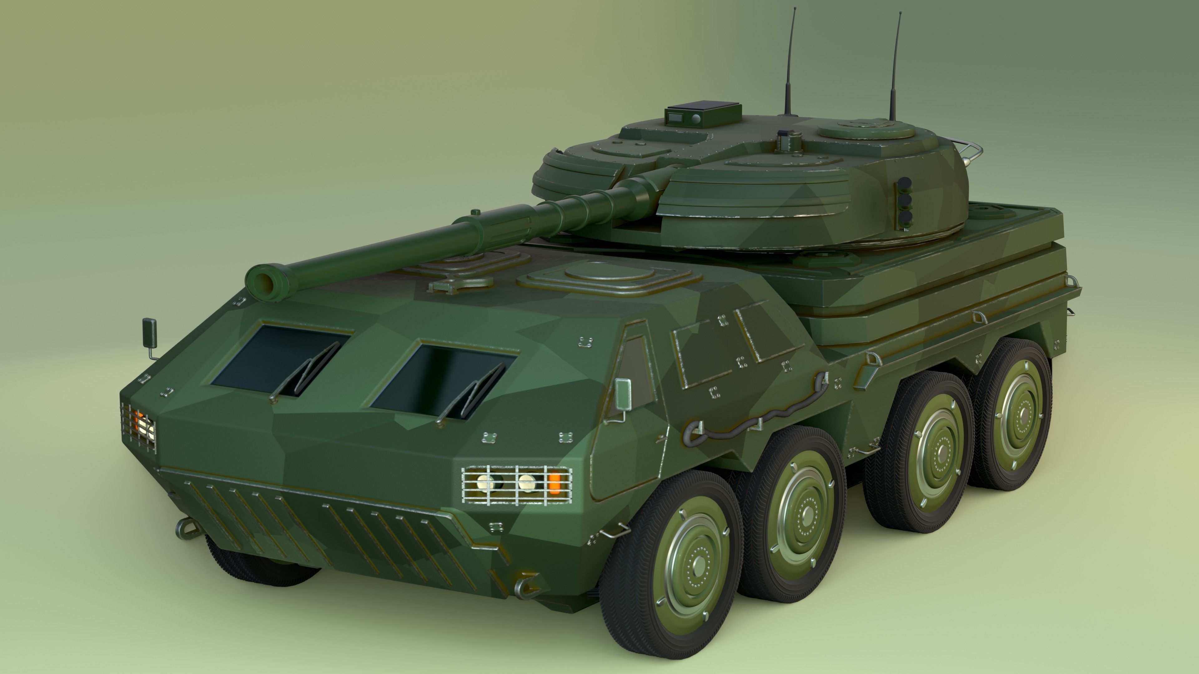  wheeled tank 3D model_3