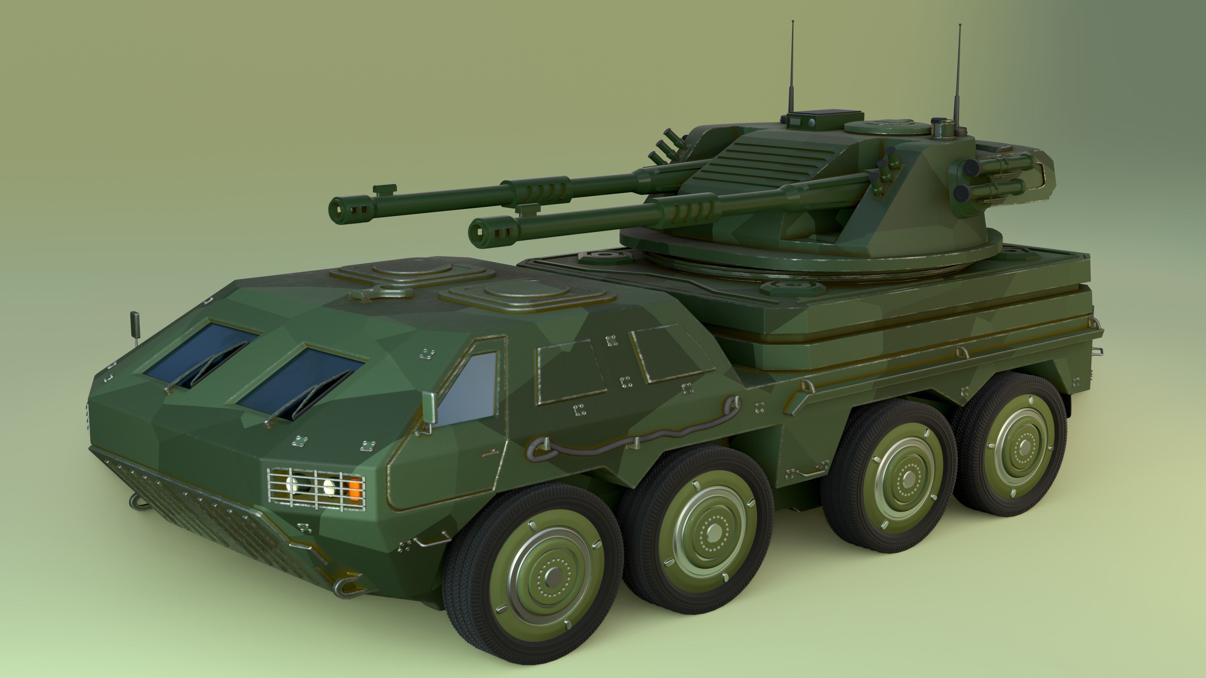  wheeled tank 3D model_1