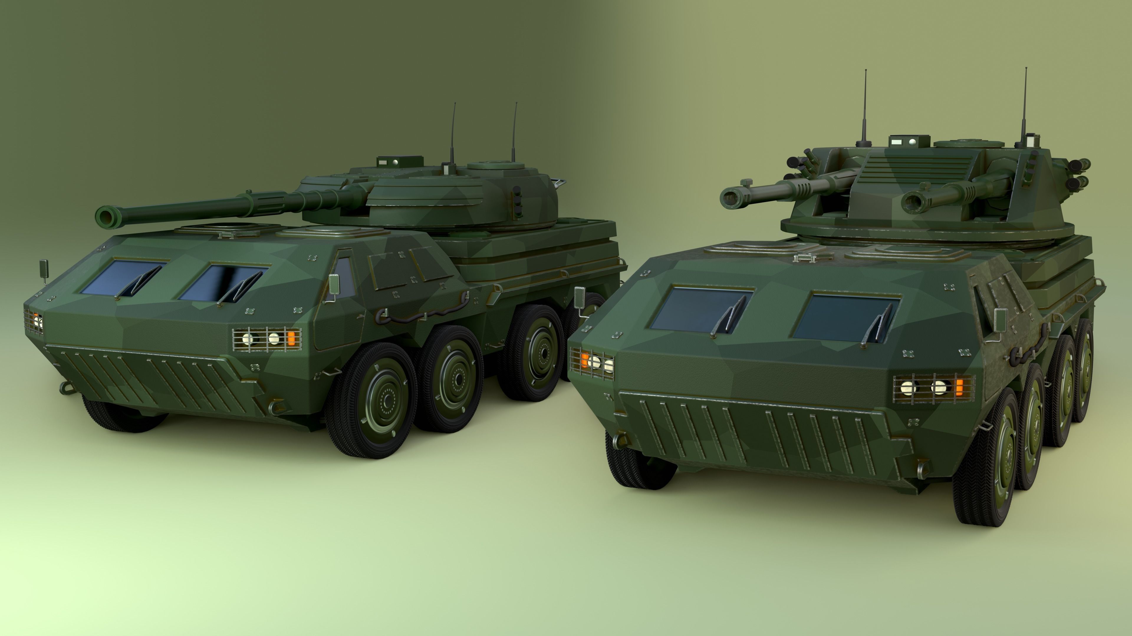  wheeled tank 3D model_2