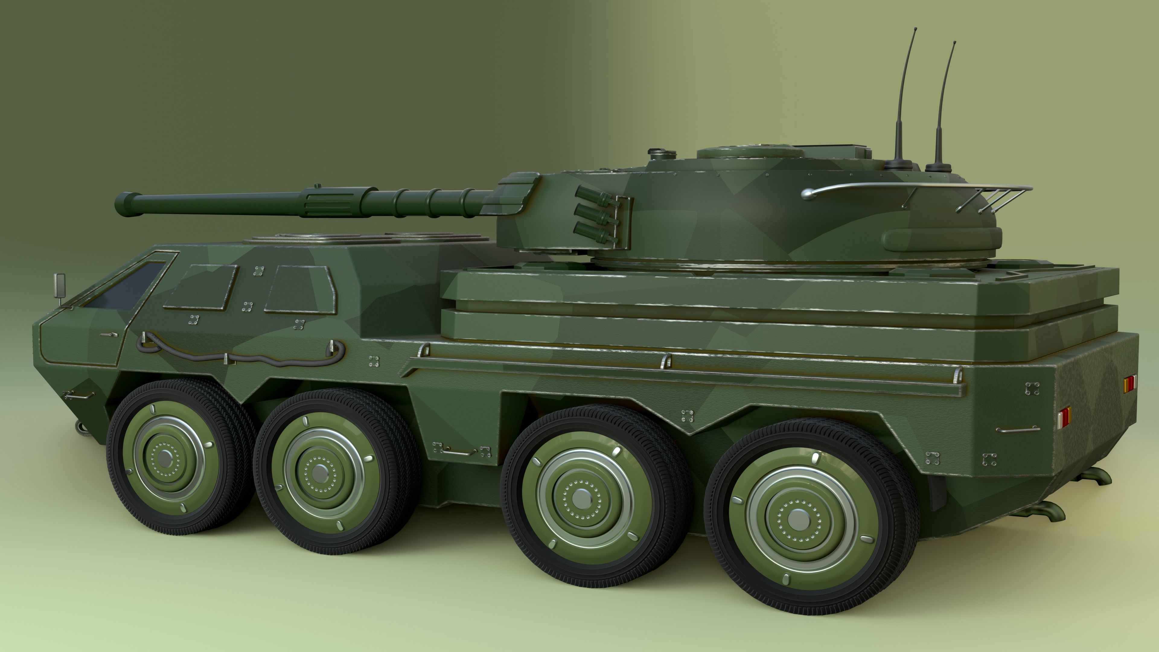  wheeled tank 3D model_11