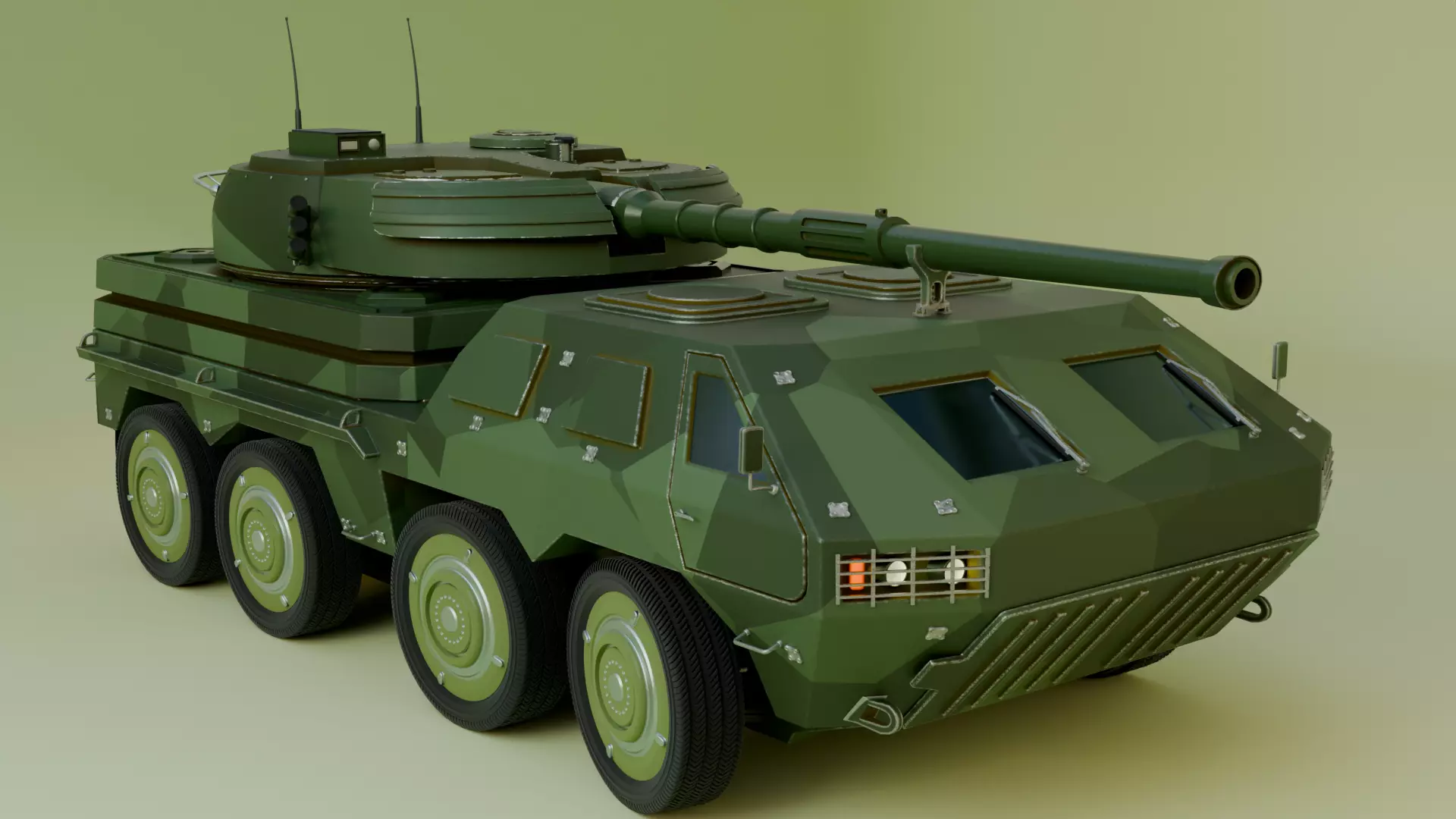  wheeled tank 3D model_0