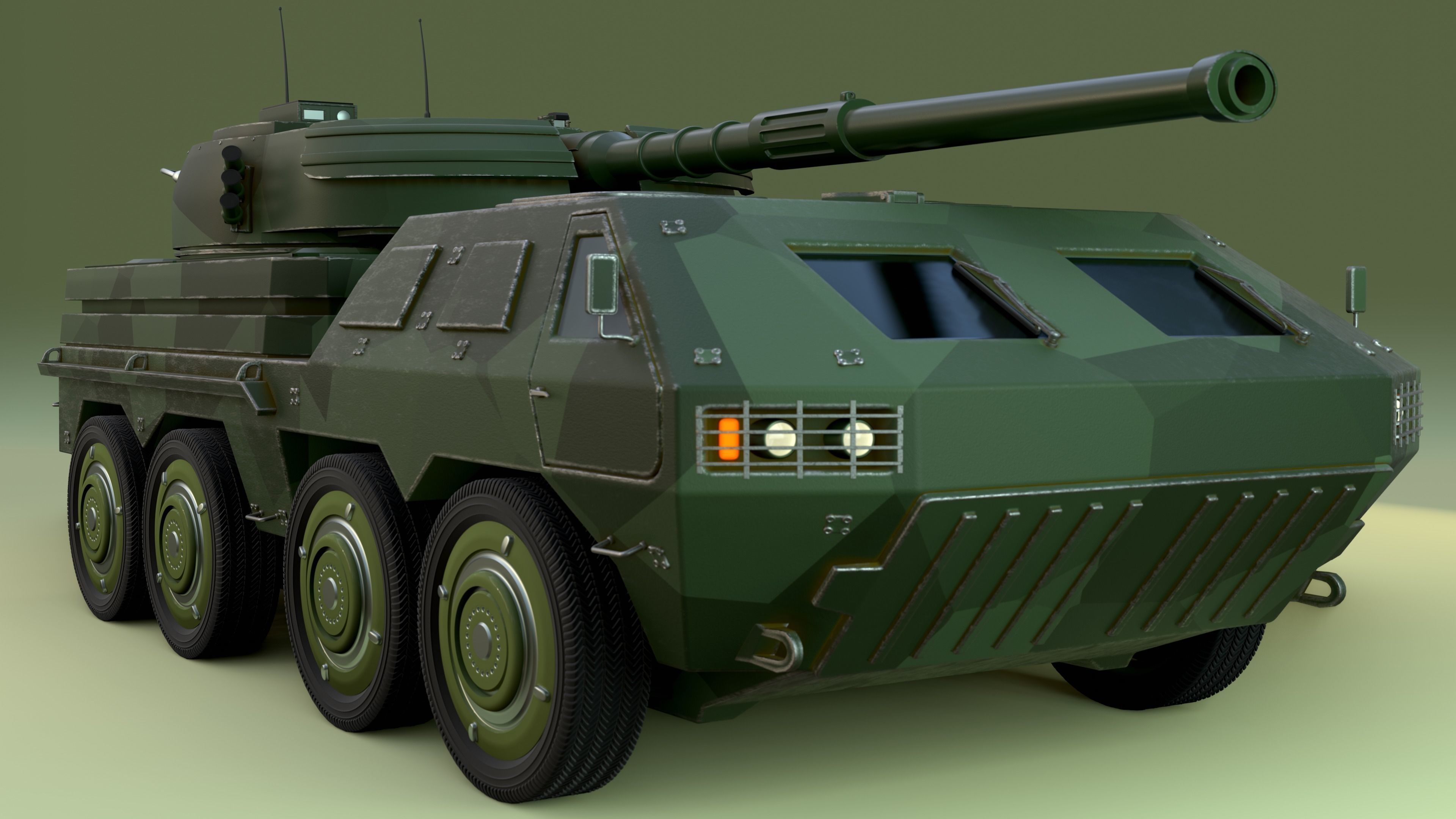  wheeled tank 3D model_8