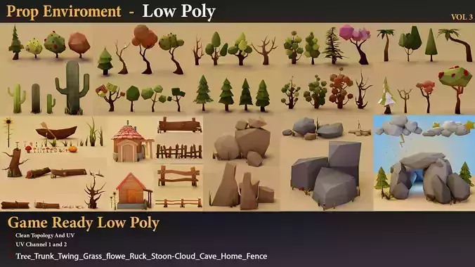  Enviroment Low poly Cartoon 